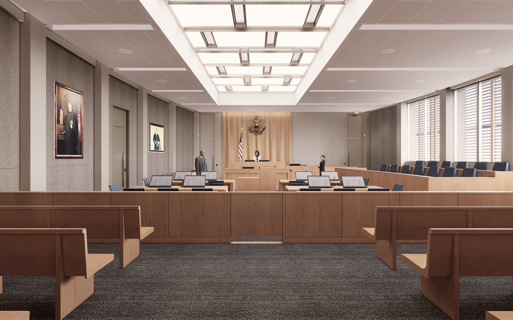 Courtroom — Luminous Glass Ceiling